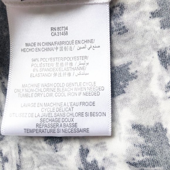 BCBGMaxAzria Petite Black White Gray Brush Stroke Surplice Faux Wrap Dress - Picture 13 of 13